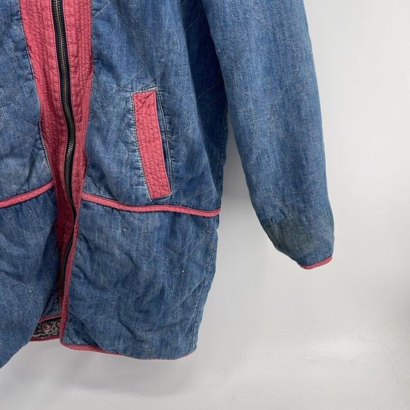 Free People Belario reversible paisley denim full zip midi length jacket - Picture 4 of 9